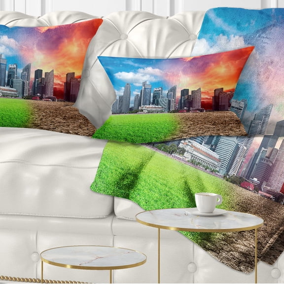 Designart Global Warming - Landscape Printed Throw Pillow - 12x20