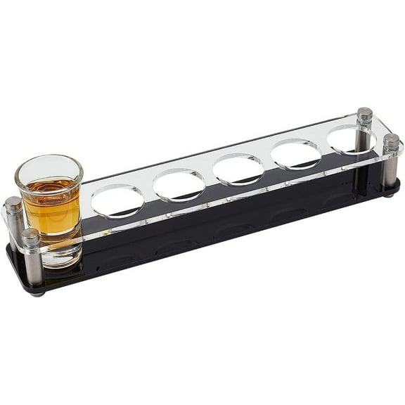 6-Hole Acrylic Glass Holder Display Racks Whiskey Spirits Wine Glass Holder for Bar Tasting Serving Tray Kitchen Tools with 201 Stainless Steel Screw Rectangle Finished