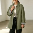 thumbnail image 5 of TGSLY Women's Button Down Trench Coat Casual Collared Long Sleeve Jacket with Plaid Lining Loose Solid Color Mid‑Length Outerwear with Pockets XL, 5 of 8