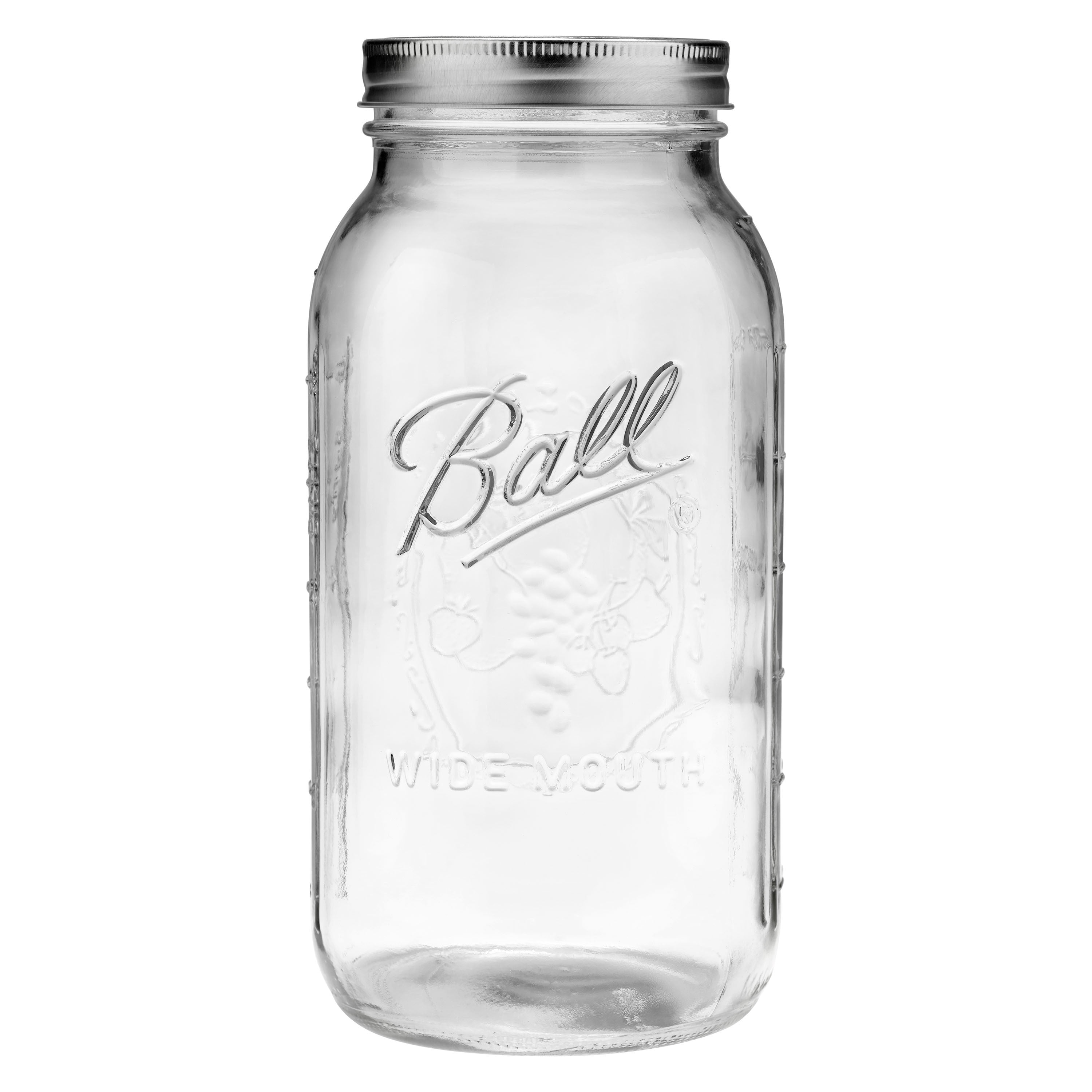 GLING [1 Count 64 oz. Wide-Mouth Glass Mason Jars with Metal Airtight Lids  and Bands 2 Quart Large For Preserving, & Meal Prep