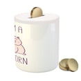thumbnail image 3 of Unicorn Cat Piggy Bank, Fantasy Animal with I am a Unicorn Words Funny Fictive Kitten, Ceramic Coin Bank Money Box for Cash Saving, 3.6" X 3.2", Pale Pink Purple, by Ambesonne, 3 of 4
