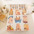 thumbnail image 5 of Manfei Cartoon Animals Queen Sheets,Cute Daily Capybara Print Queen Sheet Sets,Beige,4-Piece,1 Flat Sheet, 1 Fitted Sheet and 2 Pillowcases, 5 of 6