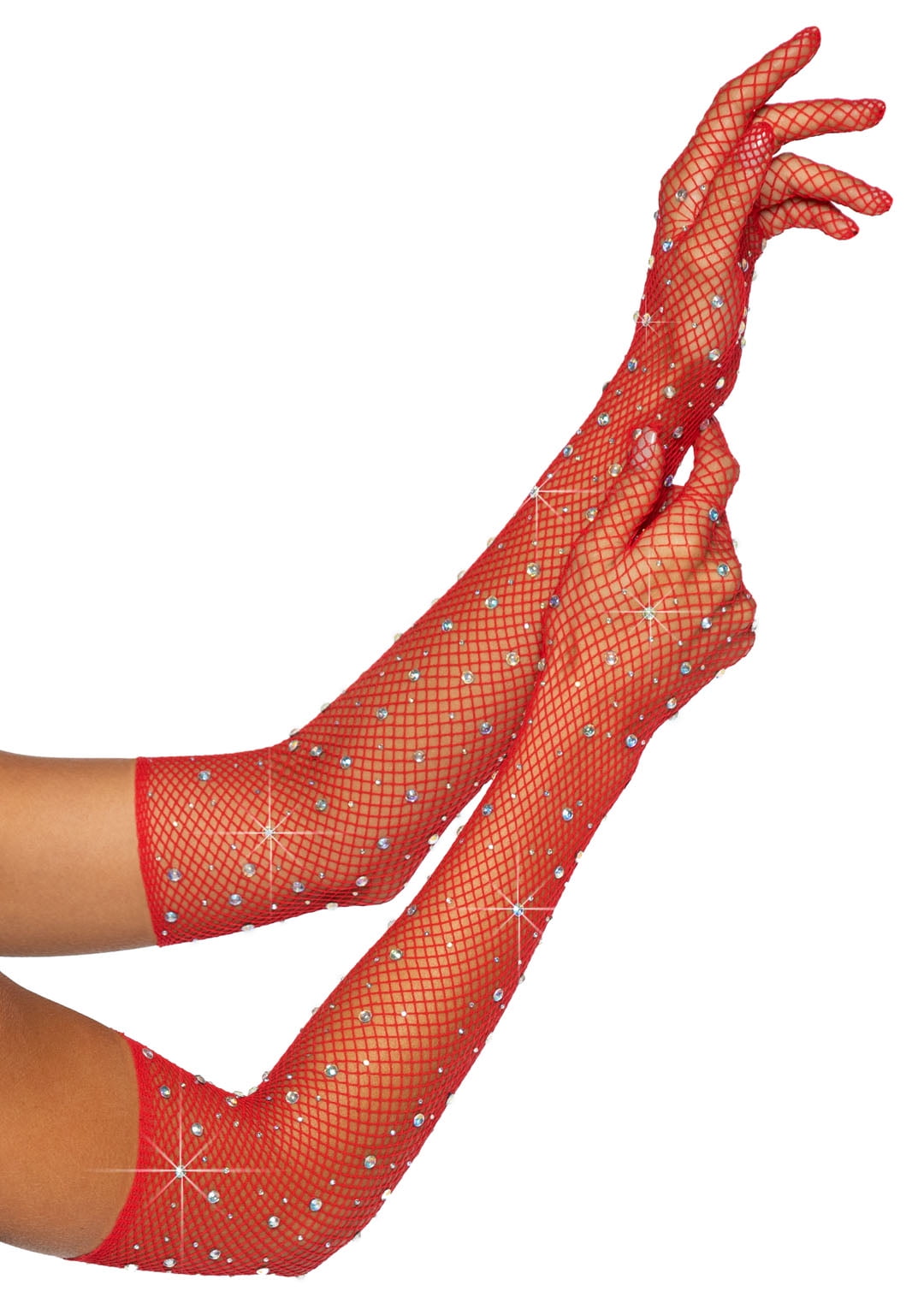 Rhinestone fishnet opera lengt - O/S 