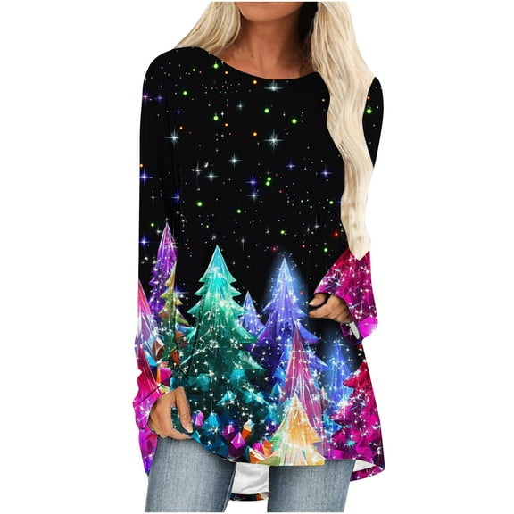 Christmas Sweatshirts for Women Oversized Sweatshirt Graphic Fall Tops Stylish Long Sleeve Shirts Dressy