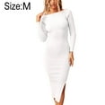 thumbnail image 2 of Women's Long Maxi Sweater Dresses Sexy Wrap Batwing V Neck Slit Open Back Holiday Bodycon Dress - M, 2 of 7