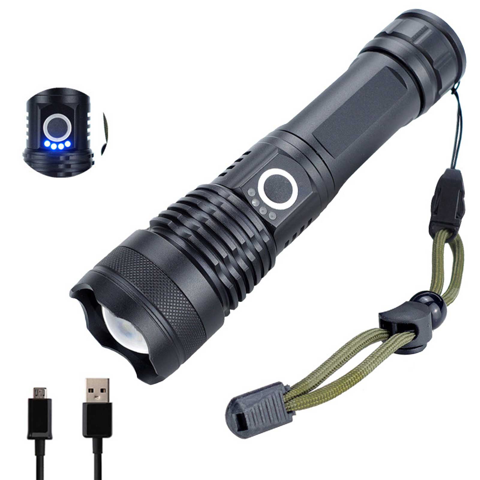 Waterproof Zoomable Torch USB Rechargeable Military Tactical Flashlight Light T 