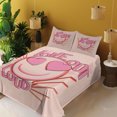 thumbnail image 2 of Emoji Sheet Set, Romantic and Funny Love Out Loud Phrase with Heart Ornaments and Stripes, Fitted & Flat Sheet with Pillowcase Bedding Accent 4 Pcs Set, King, Pastel Pink Champagne, by Ambesonne, 2 of 5