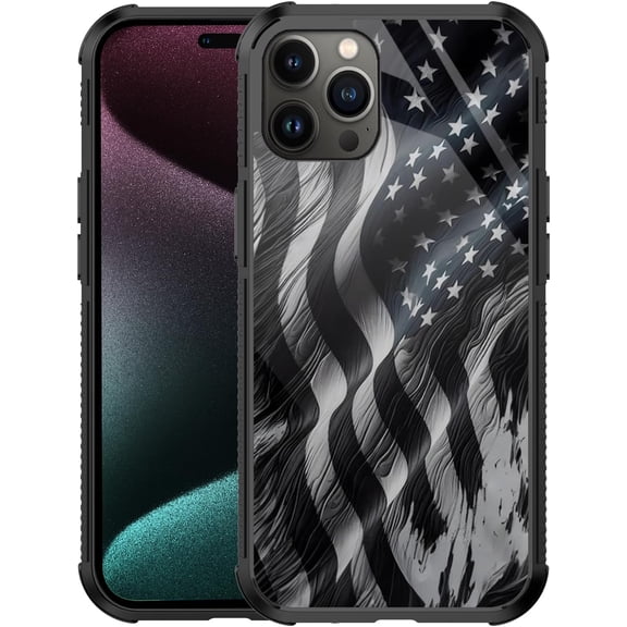 Case Compatible with iPhone 13/14, Grey Flag Case for iPhone 13/14 Design for Men Boys [Anti-Scratch] Non-Slip Shockproof Rugged TPU Protective Case