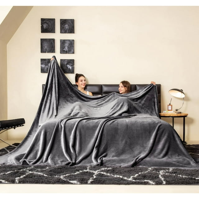 Manta de forro polar extragrande COOVA, 305 x 305 cm, color gris oscuro
