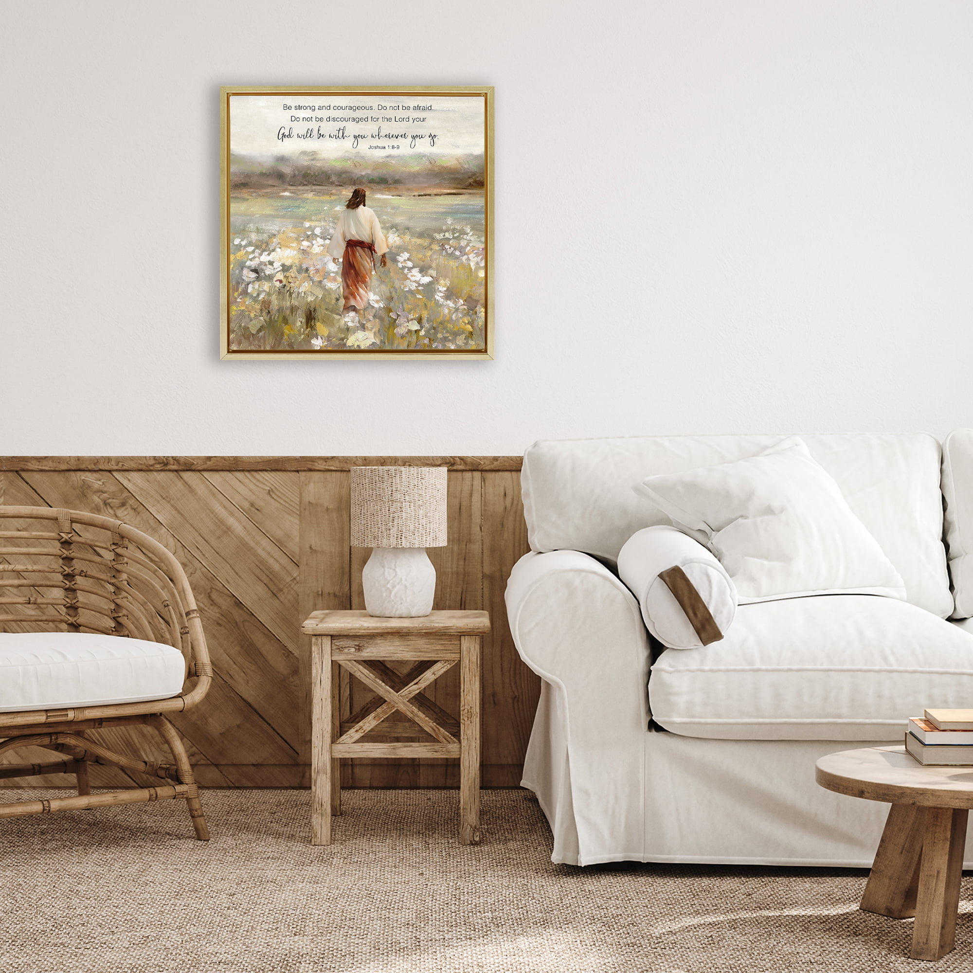 Stupell Industries God With You Wherever Gold Framed Floater Canvas Wall Art, design by Sally Swatland