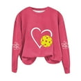 thumbnail image 2 of QUNYINEY Long Sleeve Women Sweatshirts Pink Crew Neck Casual Pickleball Tops Drop Shoulder Pullover Loose Sweatshirts, 2 of 3