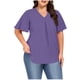 thumbnail image 1 of Karight Womens Plus Size Tops Short Sleeve V Neck Tunic Casual Loose Fit Summer Shirt Pleated Curve Hem Side Split Blouses, 1 of 7