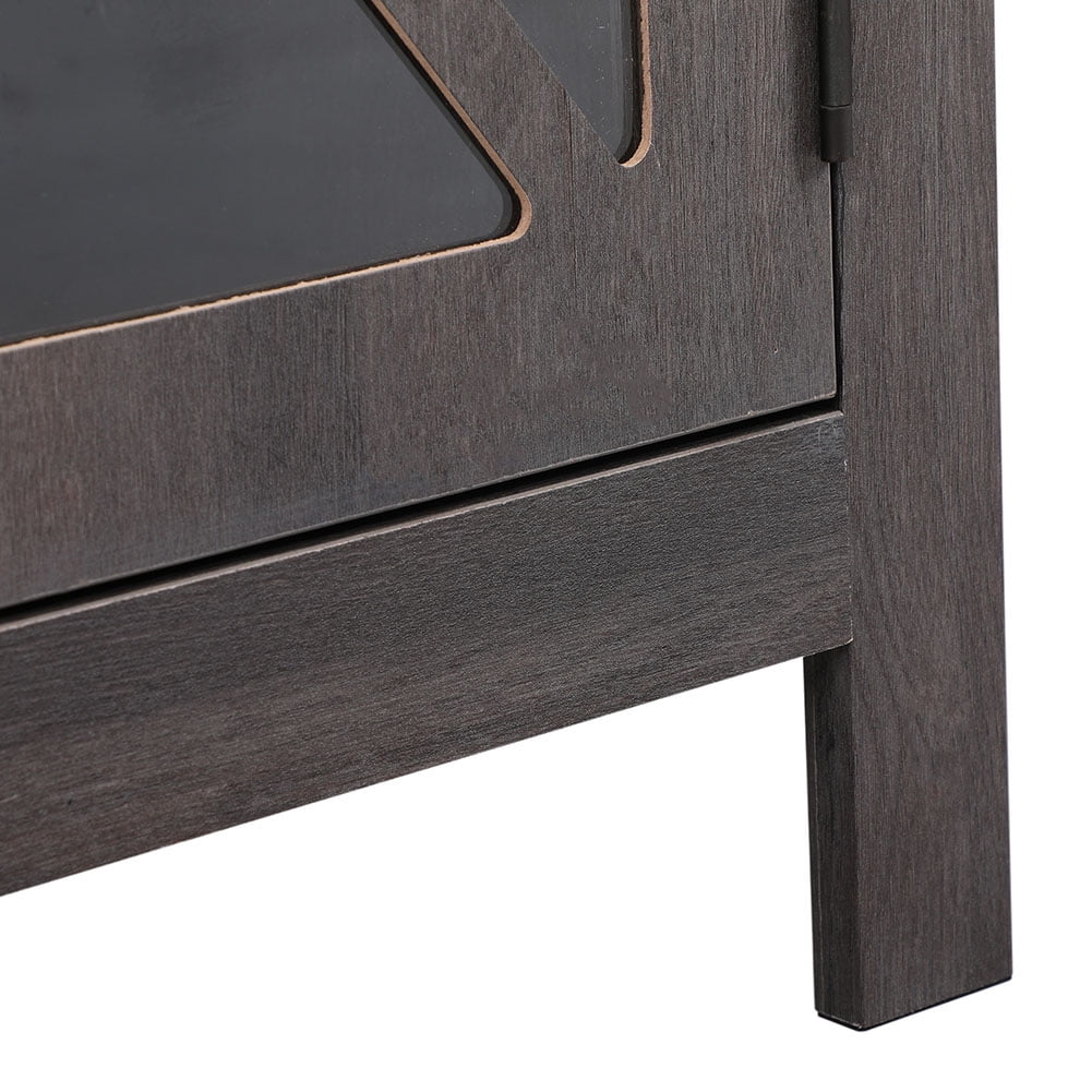 Kadyn Bedside Tables Side End Table with Door Cabinet, Mid Century Modern Nightstand, Deep Gray-2PCS