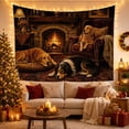 thumbnail image 3 of Three Dogs in Cozy Stone Fireplace Interior, Peaceful Rustic for Animal Lovers, Rustic Cabin Wall Art, Housewarming Gift Tapestry Wall Hanging for Living Room and Den, 3 of 7