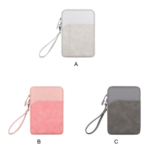 pitrice Tablet Bag Nylon Carry Case Portable Waterproof Laptop Sleeve Earphone Pocket Replacement for iPad 7.9-8.4 Inch Light Gray