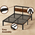 thumbnail image 2 of Apextella 14 in Full Metal Platform Bed Frame with Natural Wood Headboard, No Box Spring Needed, Underbed Storage, 2 of 8