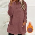 thumbnail image 2 of Women's Hoodless Sweatshirt Women'S Fall & Winter Pullover Long Sleeve Sweatershirt Fleece Lined Double Fabric Pockets & Embossed Design For Casual Comfort, Women's Hoodless Sweatshirt XL, 2 of 4