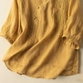 thumbnail image 4 of Lovskoo Cotton Linen Shirts for Women 3/4 Sleeve V Neck Casual Summer Tops Loose Tee Shirts Blouse Yellow, 4 of 6