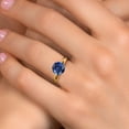 thumbnail image 4 of Gem Stone King 10K Yellow Gold Blue Created Sapphire Engagement Ring for Women | 2.50 Cttw | Round 8MM | Gemstone September Birthstone | Size 7, 4 of 6