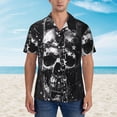 thumbnail image 2 of Fuzoiu Chained Skull Artwork Print Hawaiian Shirt for Men, Summer Beach Casual Short Sleeve Button Down Shirts, Men’s Beach Summer Shirts with Pocket,Medium, 2 of 7