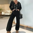 thumbnail image 5 of successthop Womens Long Sleeve Jumpsuits Plus Size Drawstring Hooded Sportwear Solid Fall Winter Sweatsuit with Pockets, 5 of 9