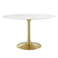 thumbnail image 2 of Modway Lippa 	48" Round Artificial Marble Dining Table in Gold White, 2 of 7