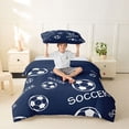 thumbnail image 2 of Castle Fairy Minimalist Soccer Print Twin Duvet Cover, Sport Theme Twin Bedding, Navy White,Navy Blue Reversible,2pcs,1 Duvet Cover and 1 Pillowcase, 2 of 6