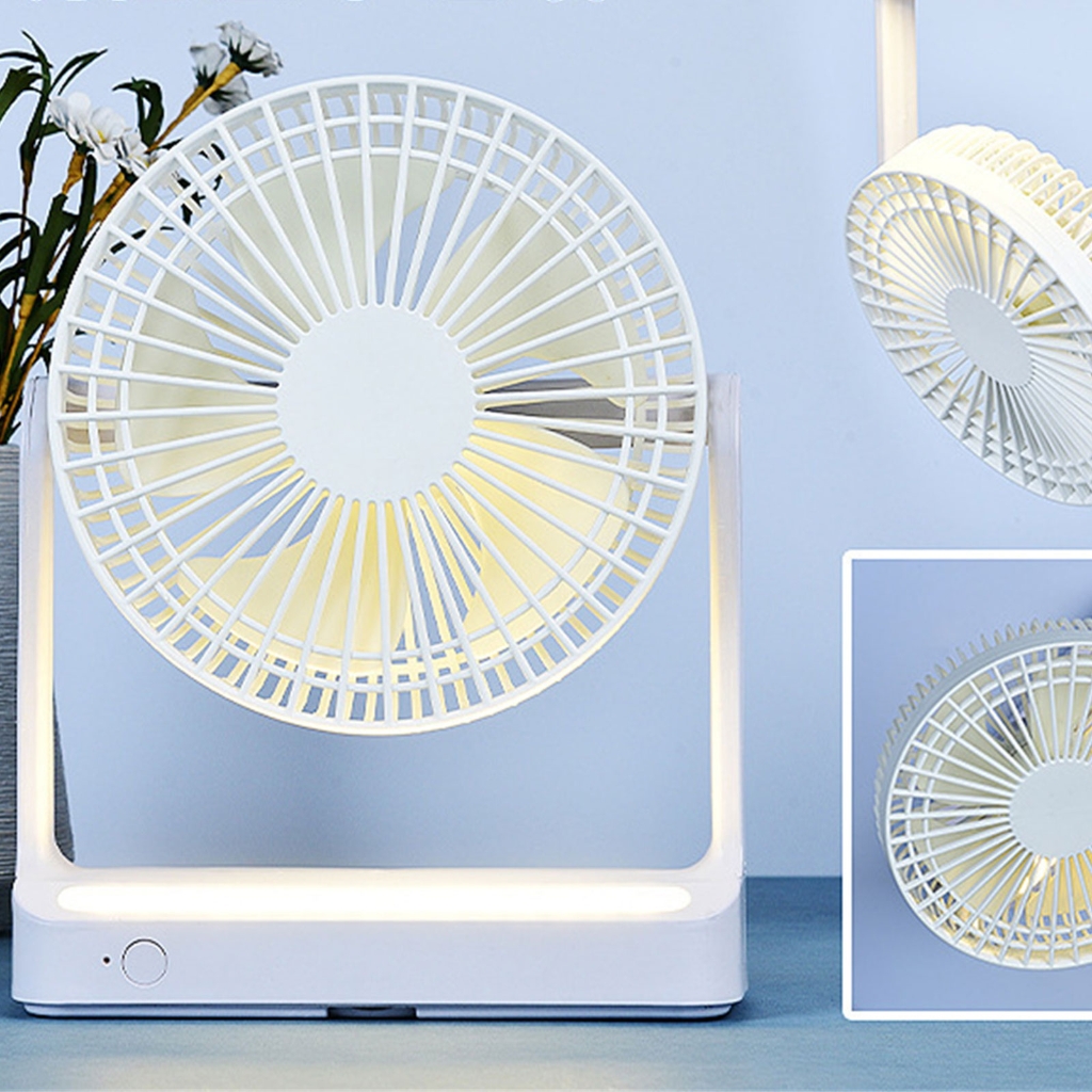 USB Rechargeable Portable Electric Fan Air Cooler with Light Desktop Ventilator