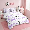 thumbnail image 2 of Erosebridal Purple Bows 7pcs Bedding Comforter Set For Girls,Football Ball Game Kids Queen Bedding Sets,Reversible Black, 2 of 7