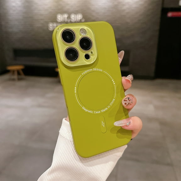 Magnetic Phone Case for Apple iPhone 15 Pro Max, Camera Lens Protective Slim Fit Shockproof Anti-Scratch Drop Proof Skin-Friendly Bumper Case for Women Men, Matchagreen