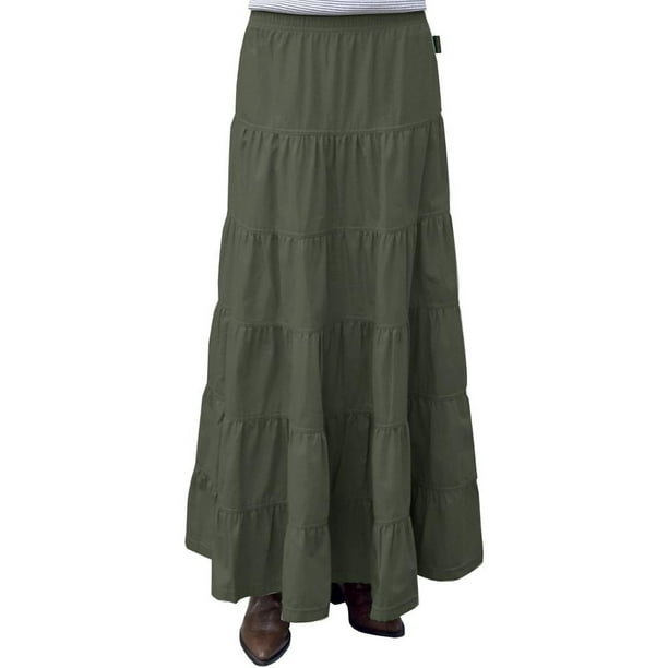 Women's Ankle Length Tiered Long Denim Prairie Skirt - Walmart.com