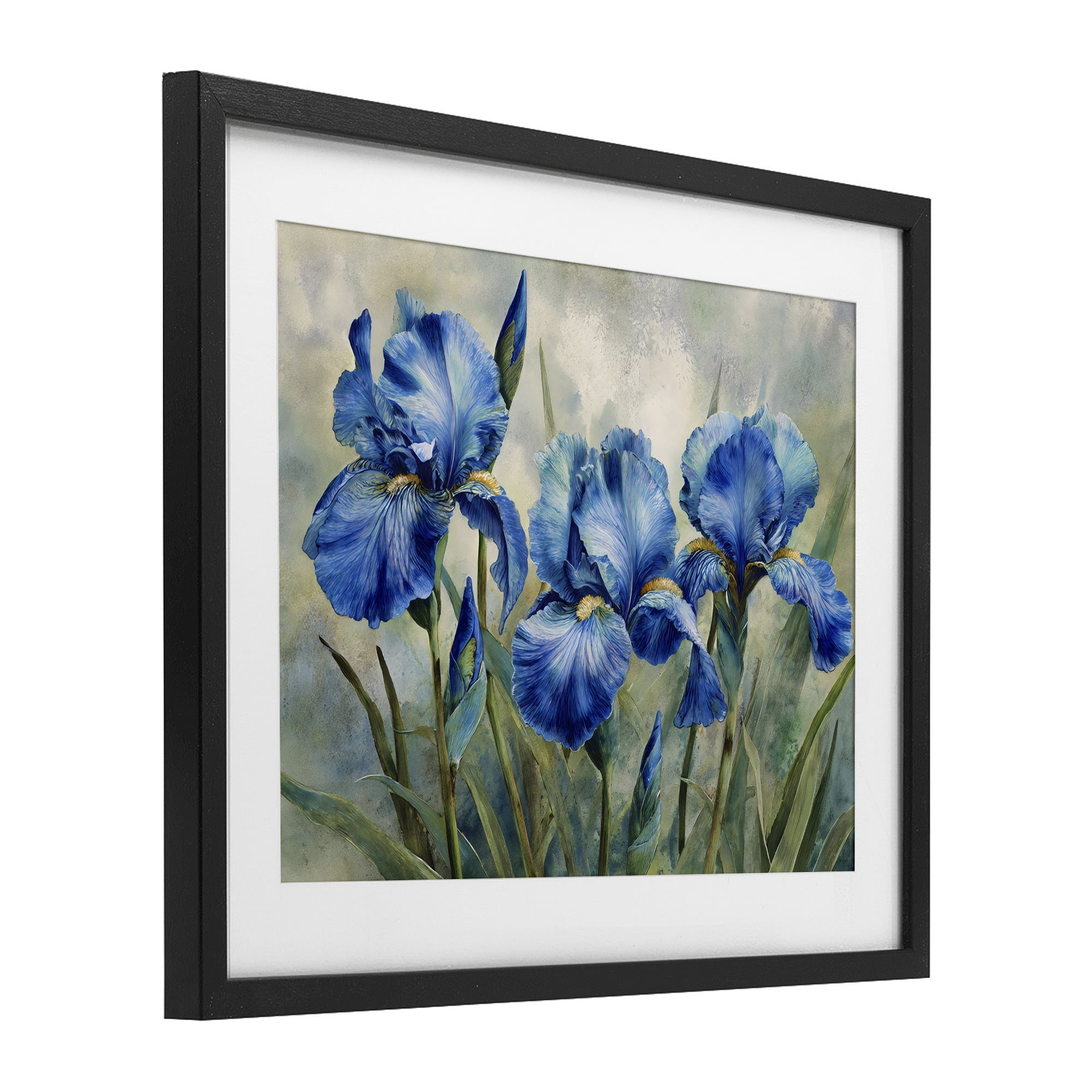 Stupell Industries Drawn Blue Iris Flowers Black Framed Print Under Glass, design by Franklyn Gregory