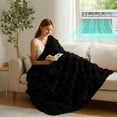 thumbnail image 5 of Parojati 50*60 Faux Fur Throw Blanket for Couch - Extra Soft Fluffy Warm Bubble Design Throw for Couch, Sofa, Travel and Versatile Use for Bedroom, Living Room, Farmhouse, Black, 5 of 9