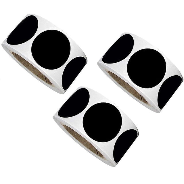 Self-Adhesive Label Stickers Chalkboard Stickers Round Shape For Office Use Black 5x5CM 3 Rolls
