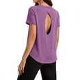 thumbnail image 3 of fatyb Workout Tops for Women Open Back Athletic T Shirts Short Sleeve Womens Running Tees Activewear, 3 of 7