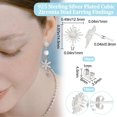 thumbnail image 2 of 1 caja de 10 pendientes de plata de ley con forma de sol y circonita cúbica, con bucles horizontales y cierres de mariposa., 2 of 9