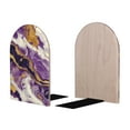 thumbnail image 2 of Zufioo Purple Gold Marble Swirls Print Wooden Bookends, Metal Bookshelf Non-slip Bookends, Home Furnishings Suitable for Bookcases Offices, 2 of 8