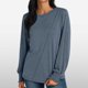 thumbnail image 2 of Blusa de manga larga con cuello redondo y pliegues para mujer - 82 % poliéster, top informal de negocios, 2025, de moda - Tallas S-XXL, 2 of 8