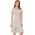 thumbnail image 1 of INSPIRE CHIC Robe Trapèze d'Été Décontractée à Manches Courtes pour Femme, à Volants, Imprimé Cerises, Florale, Rose Pâle, S, 1 of 5