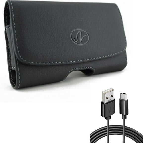 6ft USB Cable w Case Belt Clip for Samsung Galaxy S20 Plus - Type-C Charger Cord Power Wire, Leather Swivel Holster Loops fits Samsung Galaxy S20 Plus