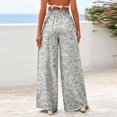 thumbnail image 6 of Stralyhd Womens Pants Leopard Print Wide Leg Drawstring Elastic Waist Flowy Palazzo Pants Lightweight Loose Summer Vacation Travel Outfits Gray L, 6 of 6