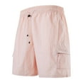 thumbnail image 3 of Cargo Short Pants For Men with Pockets Big and Tall Elastic Waist Solid Color Summer Casual Pants Outdoor Sports Leisure Work Hiking Workwear Gifts for Men Pink XXL, 3 of 10
