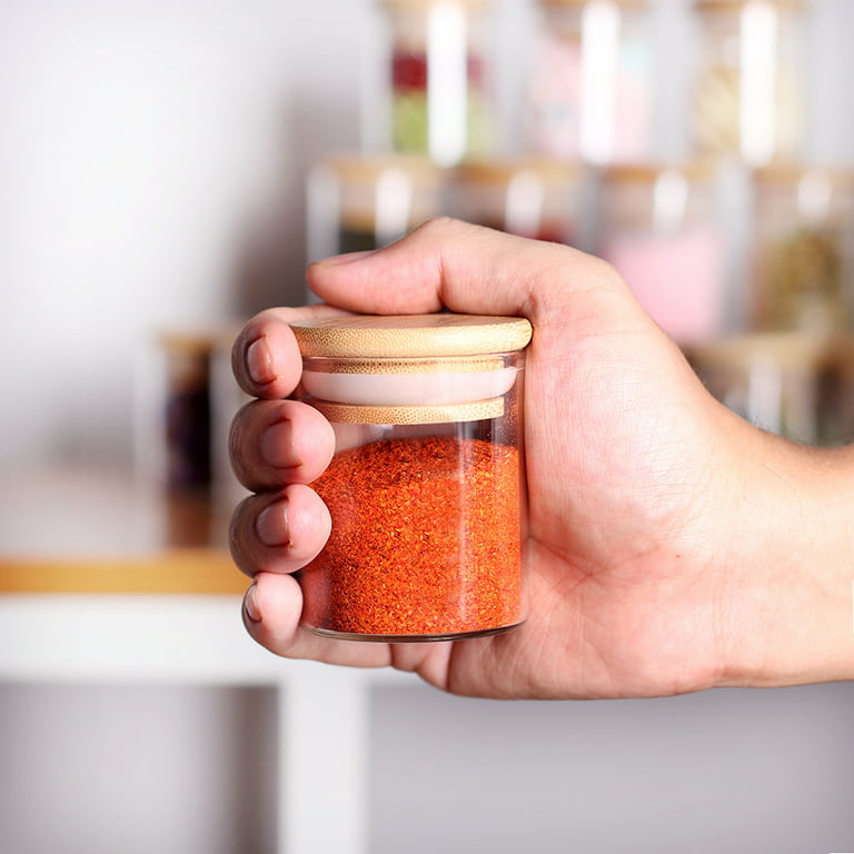 Glass Spice Jars 20 Set 2.5oz Mini Storage Food Jar with Bamboo Lids  Seasoning Containers for Tea Herbs Salt