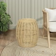 thumbnail image 3 of Abble Patio Side Table, Wicker Small Round Metal End Table, Rattan Accent Table for Outside Garden Stool, Outdoor Ottoman - Beige, 3 of 6