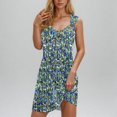 thumbnail image 1 of Ovzne Robes pour Femmes Robe de Vacances Printemps et Été pour Femmes Bouton Col en V Robe à Bretelles Grande Taille Robe Maxi Liquidation, 1 of 7