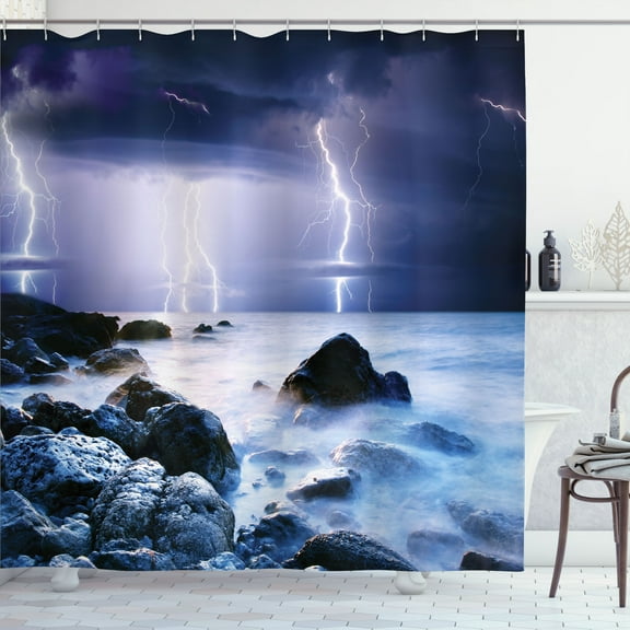 Ambesonne Nature Shower Curtain, Stormy Weather in Summer, 69"Wx70"L, Purple Grey