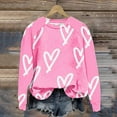 thumbnail image 2 of Diufon Hauts de la Saint-Valentin pour Femmes à Manches Longues Col Rond Chandail Décontracté Tendance Mignon Imprimé Graphique Blouse, 2 of 7