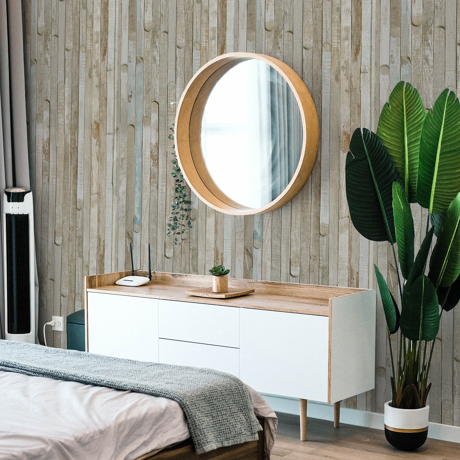 UMIGGEE 17.7" x 393" Wood Wallpaper Rustic Distressed 3D Brown&Blue Wood Peel and Stick Wallpaper Self-Adhesive Removable Wall Paper Home Decorative Contact Paper Vintage Wood Panel Wooden Vinyl Film