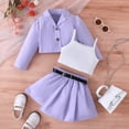 thumbnail image 2 of Sngxgn Kids Toddler Baby Girl Fall Winter Outfit Long Sleeve Pompom Shirt Sweater Top Skirt(Purple,5Y), 2 of 9