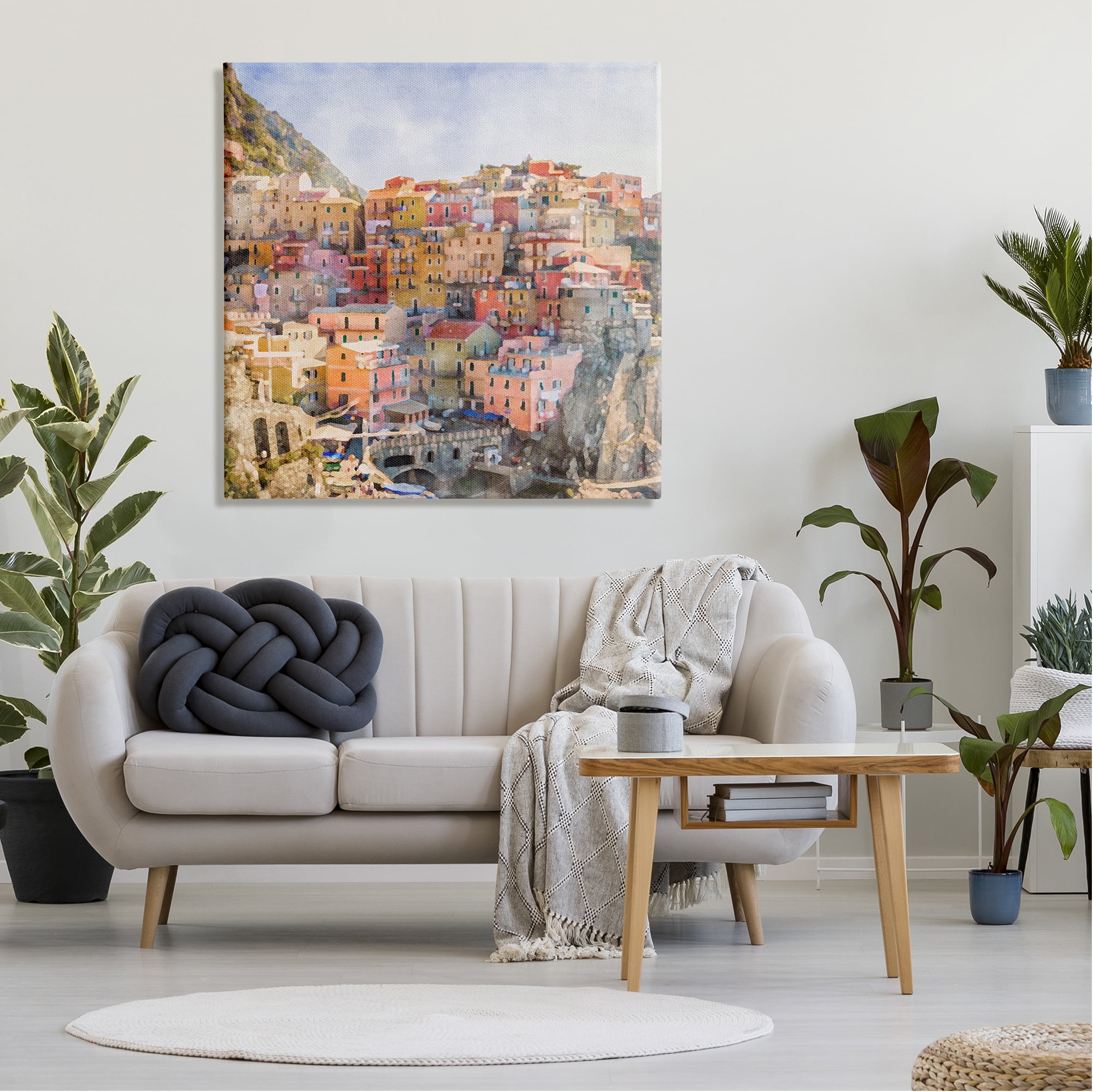 Stupell Industries Coastal Italian Town Travel & Places Painting Gallery Wrapped Canvas Print Wall Art, 36 x 36